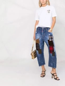 Dsquared2 jean court à effet patchwork