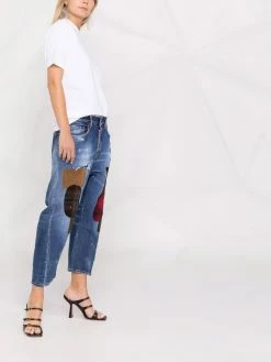 Dsquared2 jean court à effet patchwork