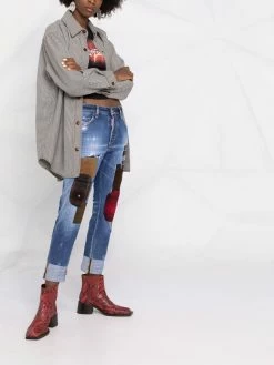 Dsquared2 jean slim court à design patchwork