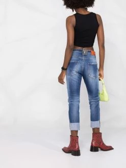 Dsquared2 jean slim court à design patchwork