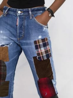 Dsquared2 jean slim court à design patchwork