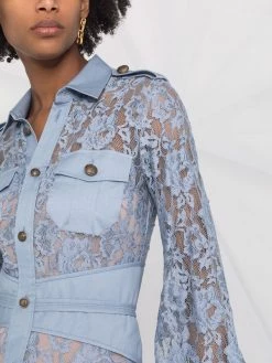 Dsquared2 robe-chemise mi-longue à fleurs en dentelle