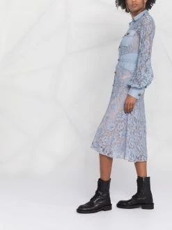 Dsquared2 robe-chemise mi-longue à fleurs en dentelle