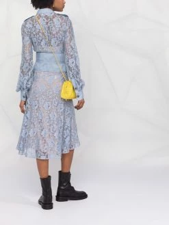 Dsquared2 robe-chemise mi-longue à fleurs en dentelle