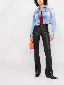 Dsquared2 Veste en jean crop à effet délavé Rabais vestes en jean femme 9 Dsquared2 veste en jean crop à effet délavé