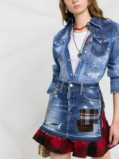 Dsquared2 jupe à design superposé en jean