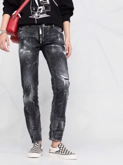 Dsquared2 jean slim à taches de peintures
