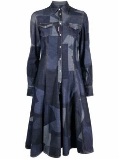 Dsquared2 robe-chemise en jean à motif géométrique