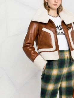 Prix Imbattable Dsquared2 Veste en cuir à fermeture zippée vestes en cuir femme 12 Dsquared2 veste en cuir à fermeture zippée
