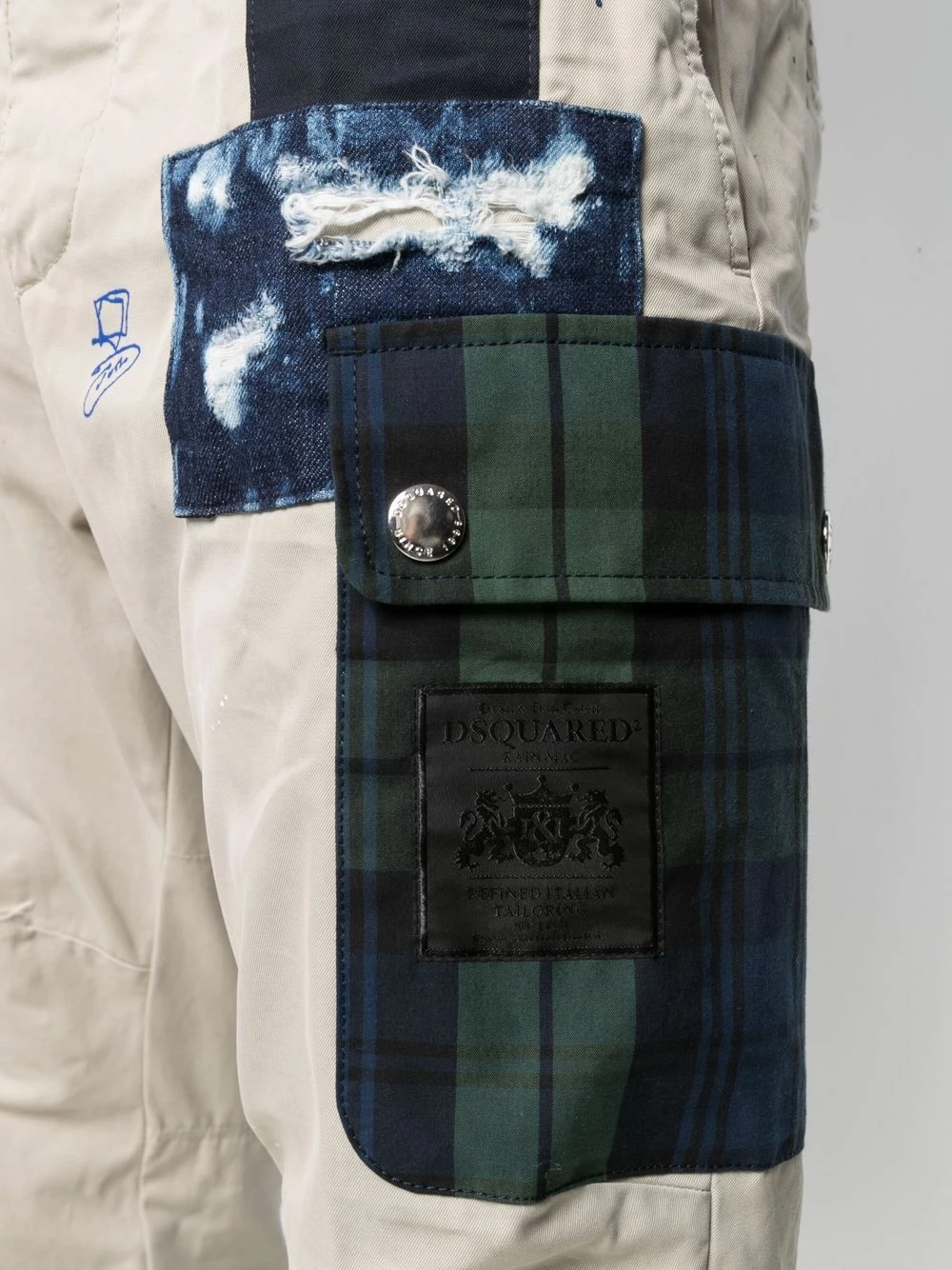 Dsquared2 Pas Cher Pantalon court à détail de patch pantalons courts homme 7 Dsquared2 pantalon court à détail de patch