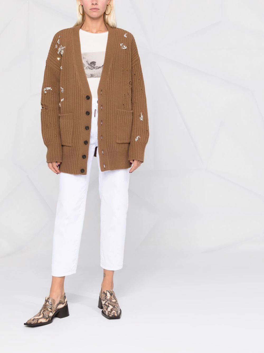 Produit de première qualité Dsquared2 Cardigan à ornements en cristal cardigans femme 4 Dsquared2 cardigan à ornements en cristal