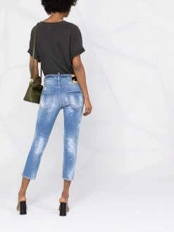 Dsquared2 jean court à effet usé