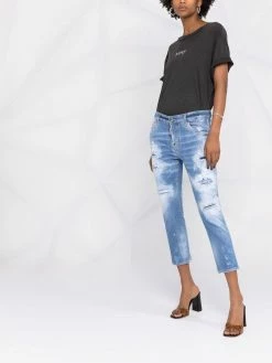 Dsquared2 jean court à effet usé