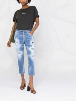 Dsquared2 jean court à effet usé