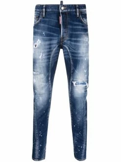 Dsquared2 jean droit à effet usé