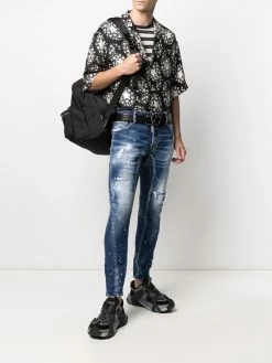 Dsquared2 jean droit à effet usé