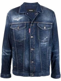 Dsquared2 veste en jean à détails effilochés