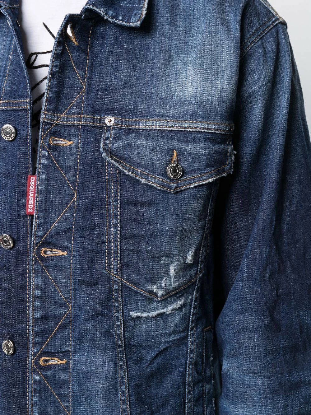Plus Bas Prix De Vente Dsquared2 Veste en jean à détails effilochés vestes en jean homme 7 Dsquared2 veste en jean à détails effilochés