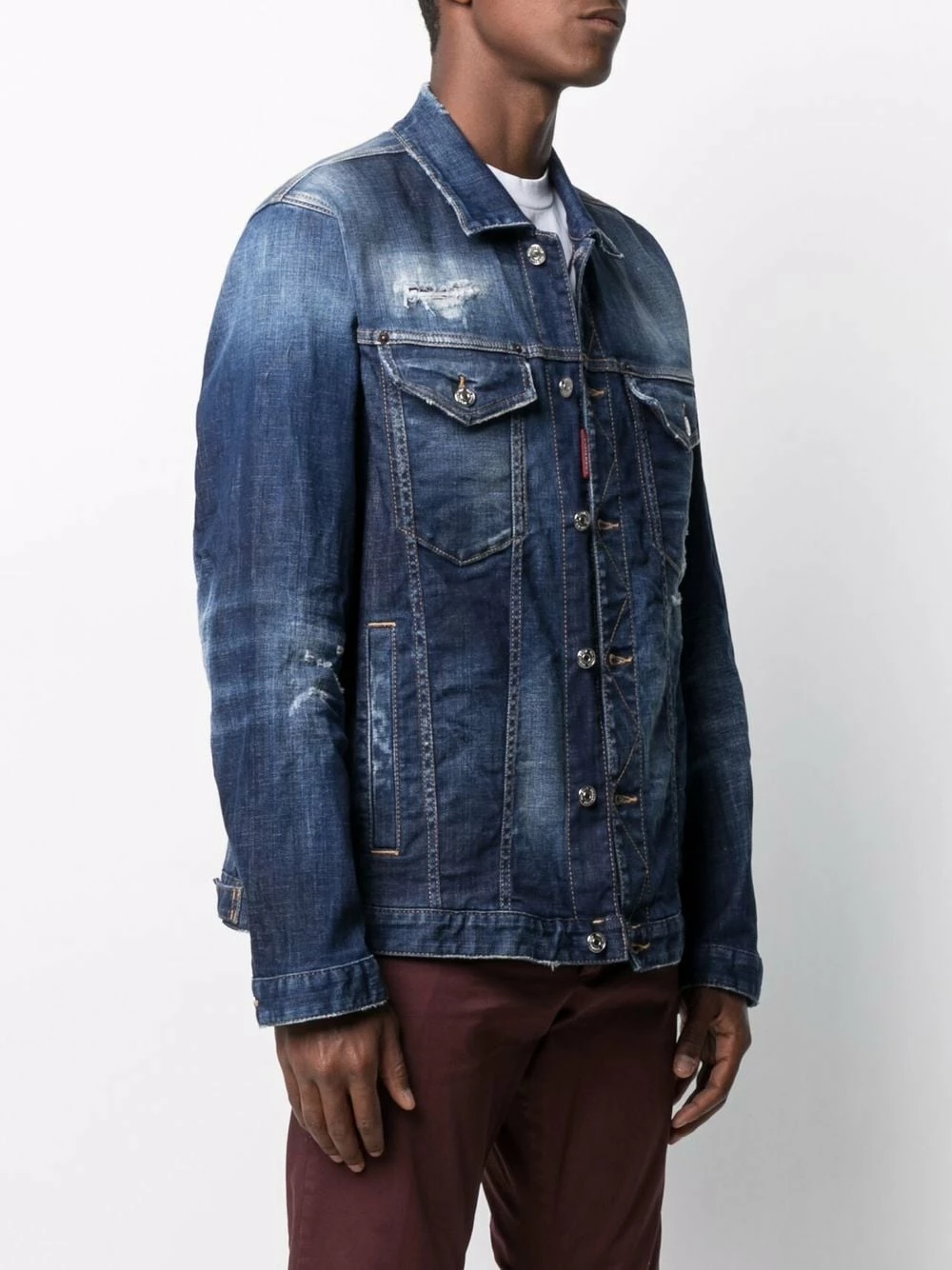 Plus Bas Prix De Vente Dsquared2 Veste en jean à détails effilochés vestes en jean homme 5 Dsquared2 veste en jean à détails effilochés