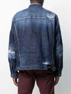 Plus Bas Prix De Vente Dsquared2 Veste en jean à détails effilochés vestes en jean homme 10 Dsquared2 veste en jean à détails effilochés