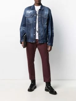 Dsquared2 veste en jean à détails effilochés