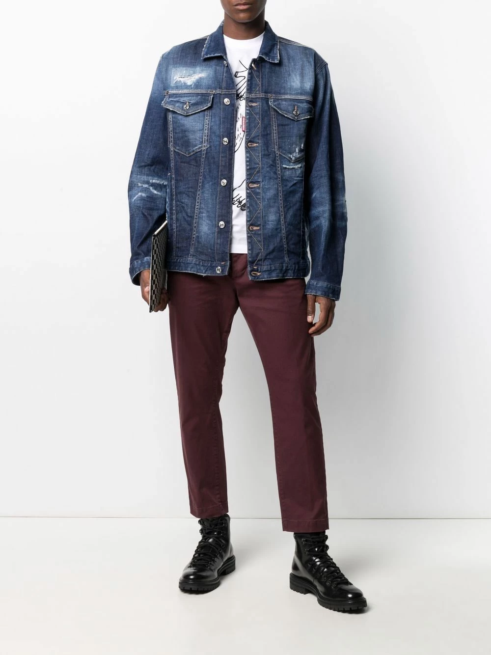 Plus Bas Prix De Vente Dsquared2 Veste en jean à détails effilochés vestes en jean homme 4 Dsquared2 veste en jean à détails effilochés
