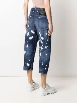 Dsquared2 jean court à effet délavé