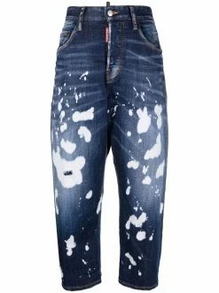 Dsquared2 jean court à effet délavé