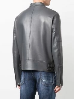 Dsquared2 veste zippée en cuir grainé