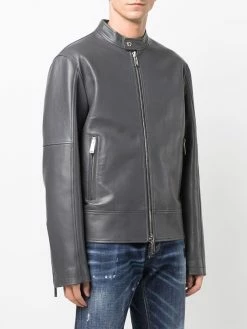 Dsquared2 veste zippée en cuir grainé