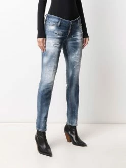 Dsquared2 jean taille-basse à effet usé