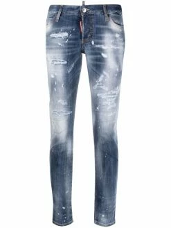Dsquared2 jean taille-basse à effet usé