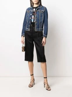 Dsquared2 veste en jean crop ornée de chaînes