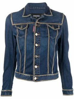 Dsquared2 veste en jean crop ornée de chaînes