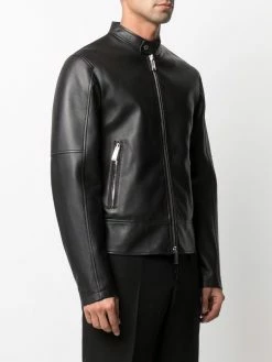Dsquared2 Veste zippée en cuir grainé Réduction vestes en cuir homme 9 Dsquared2 veste zippée en cuir grainé