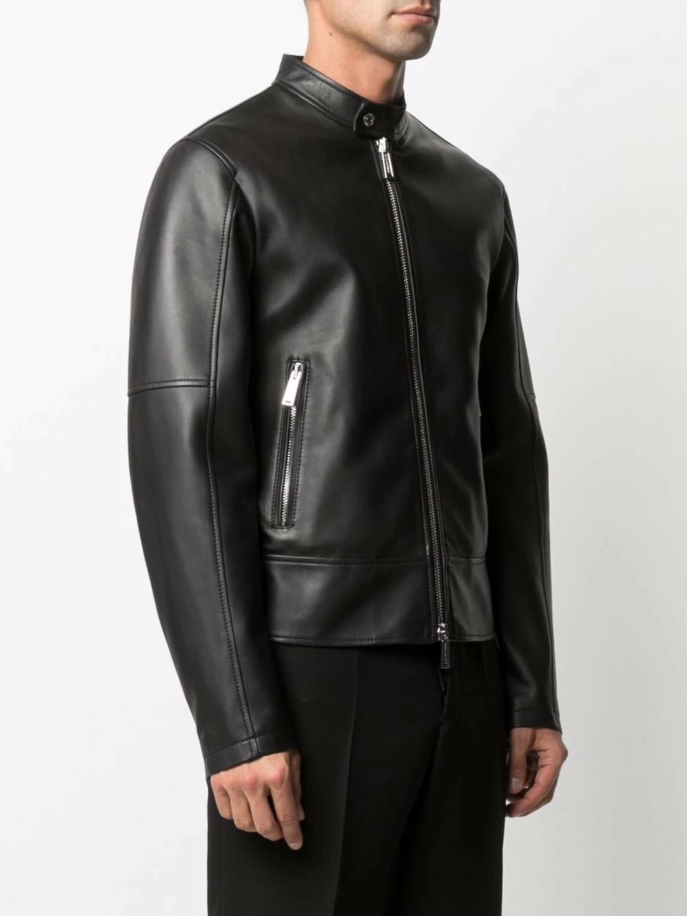 Dsquared2 Veste zippée en cuir grainé Réduction vestes en cuir homme 5 Dsquared2 veste zippée en cuir grainé