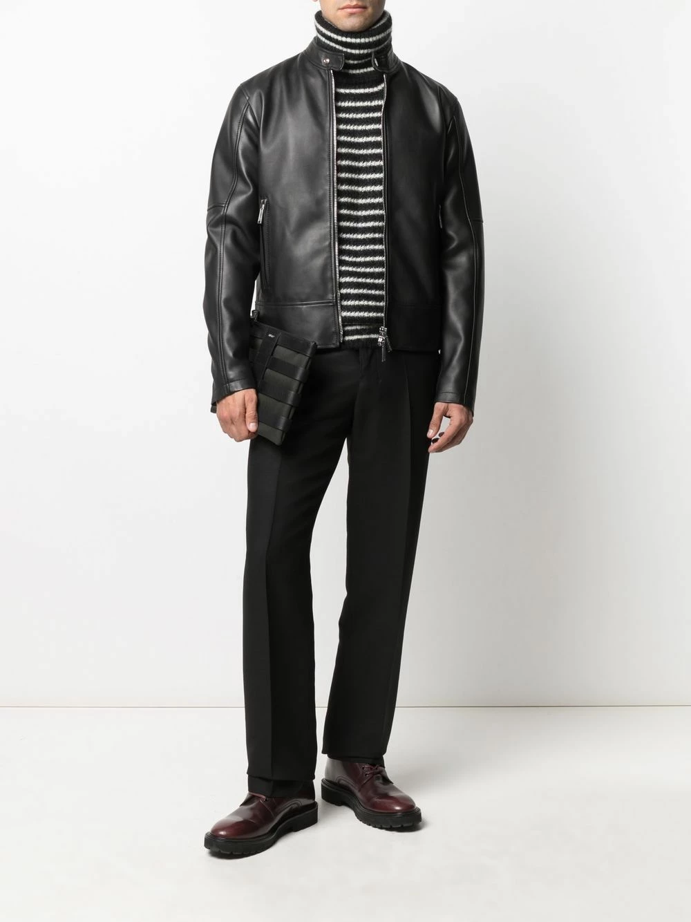 Dsquared2 Veste zippée en cuir grainé Réduction vestes en cuir homme 4 Dsquared2 veste zippée en cuir grainé
