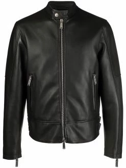 Dsquared2 veste zippée en cuir grainé