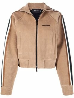 Dsquared2 veste crop en velours côtelé à logo imprimé