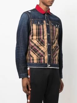 Dsquared2 veste en jean à carreaux