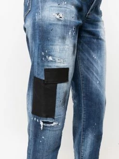 Dsquared2 jean droit à effet usé