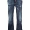 Dsquared2 jean court évasé à effet usé