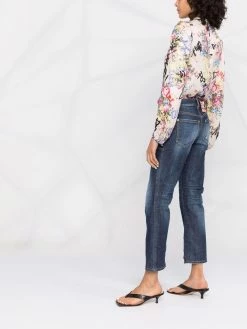 Dsquared2 jean court évasé à effet usé