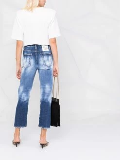 Dsquared2 Jean crop à effet délavé Prix Refroidis jeans droits femme 15 Dsquared2 jean crop à effet délavé