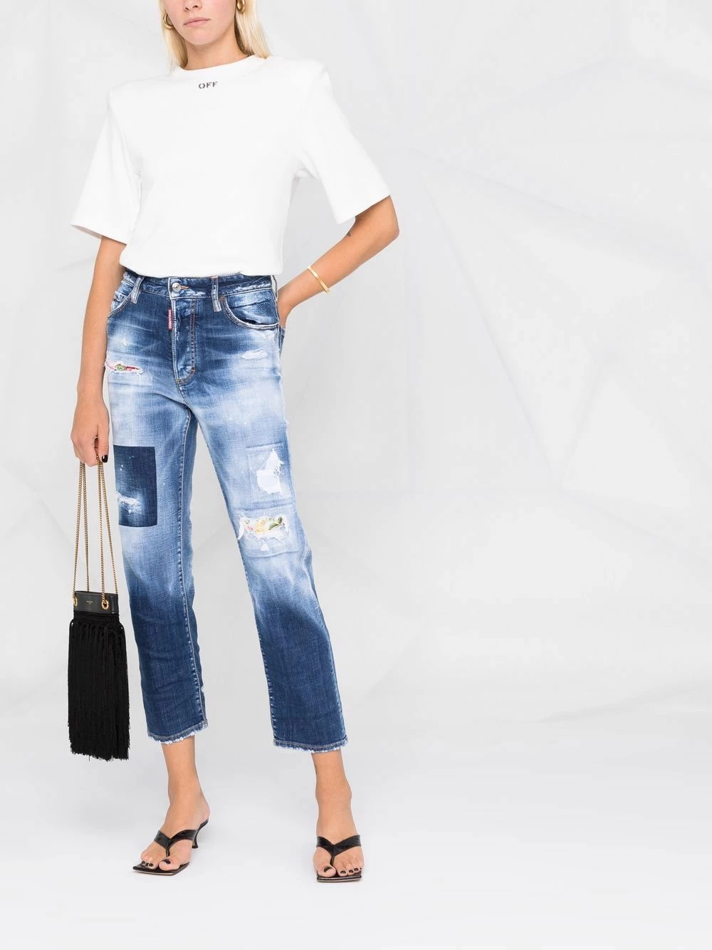 Dsquared2 Jean crop à effet délavé Prix Refroidis jeans droits femme 4 Dsquared2 jean crop à effet délavé