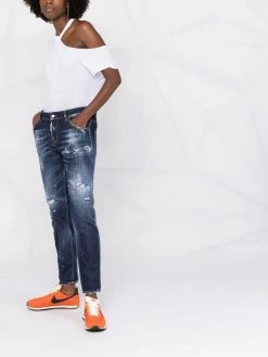 Dsquared2 jean droit à effet taches de peinture