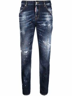 Dsquared2 jean droit à effet taches de peinture