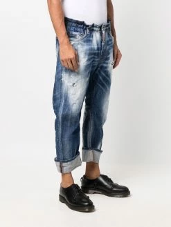 Dsquared2 jean crop à effet usé