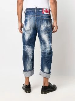Dsquared2 jean crop à effet usé