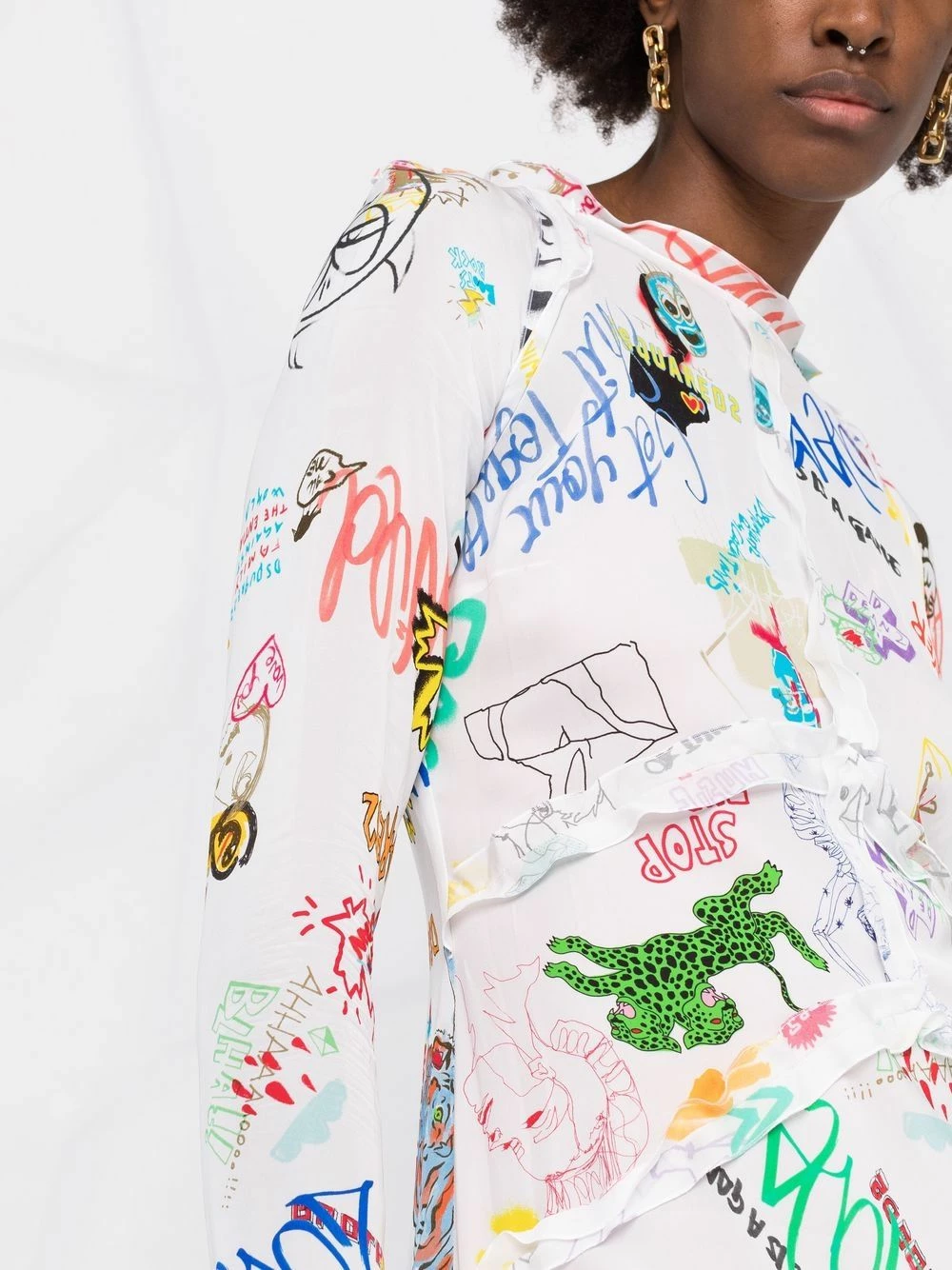 Dsquared2 Prix Usine Robe longue volantée à logo imprimé robes de jour femme 5 Dsquared2 robe longue volantée à logo imprimé